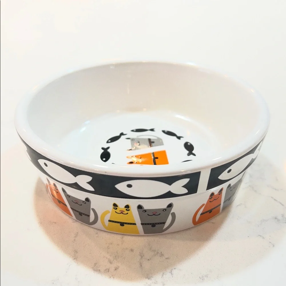 Harmony Tough Guys Ceramic Cat Bowl 1.75